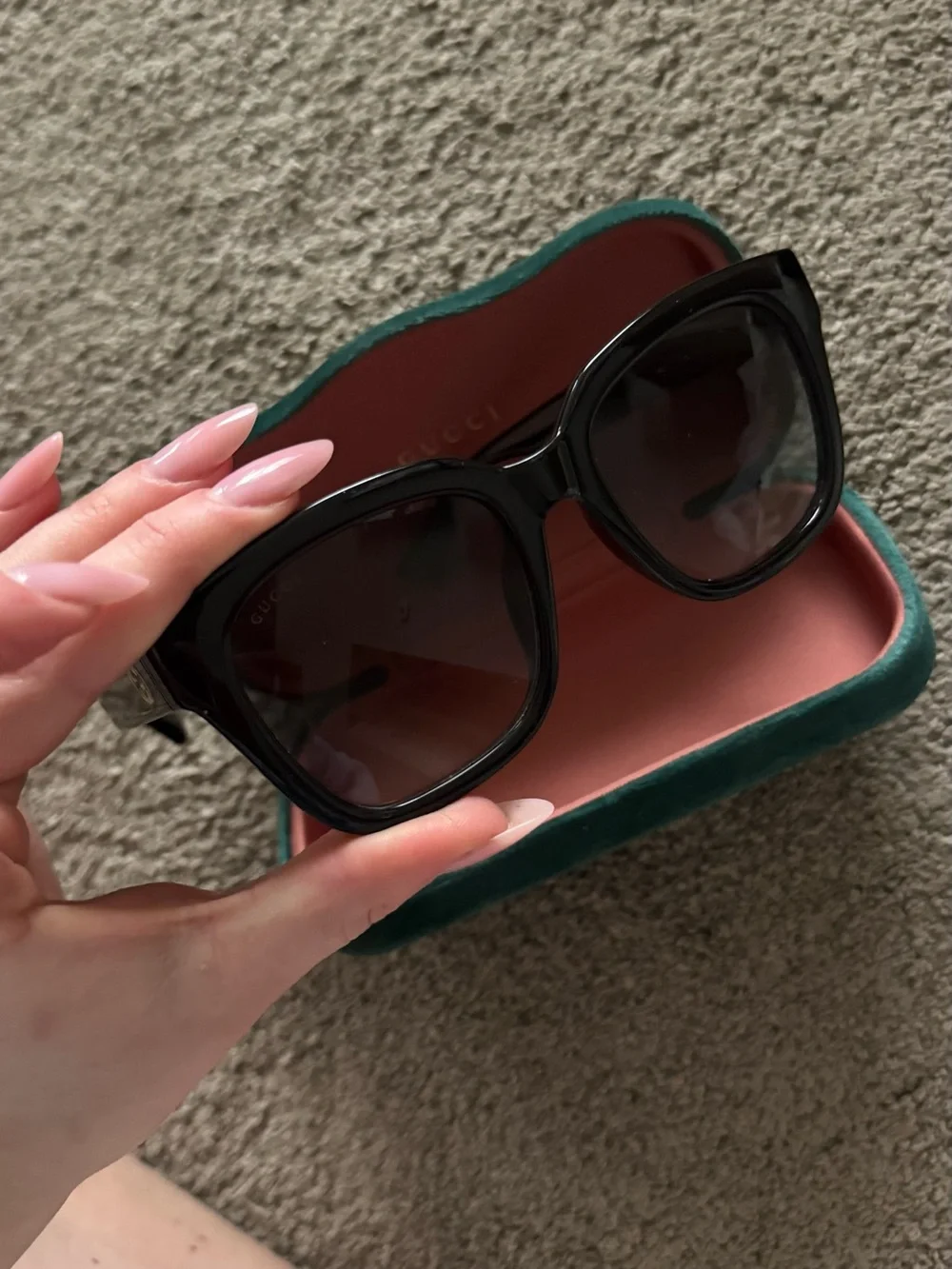 Gucci Black Square Oversized Sunglasses with Gradient Lenses